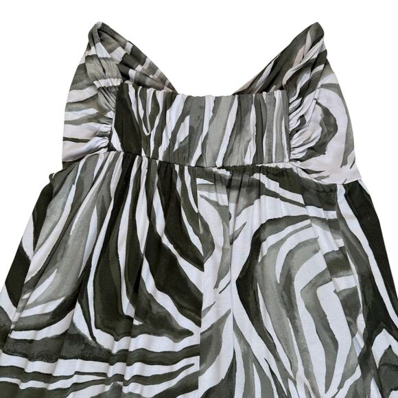 Tommy Bahama Strapless Maxi Dress Women's Large Green White Tropical Zebra Print - Picture 14 of 15
